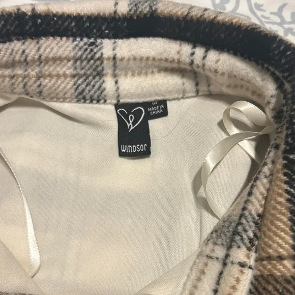 Windsor Plaid Varsity Jacket in Cream and Brown - Picture 4 of 8